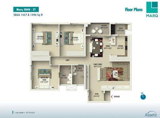 Assetz Marq 2.0 3 BHK Floor Plan