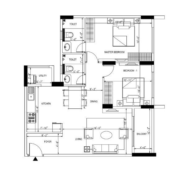 Orchid Whitefield - 2 BHK Floor Plan