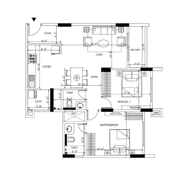 Orchid Whitefield - 2 BHK Floor Plan
