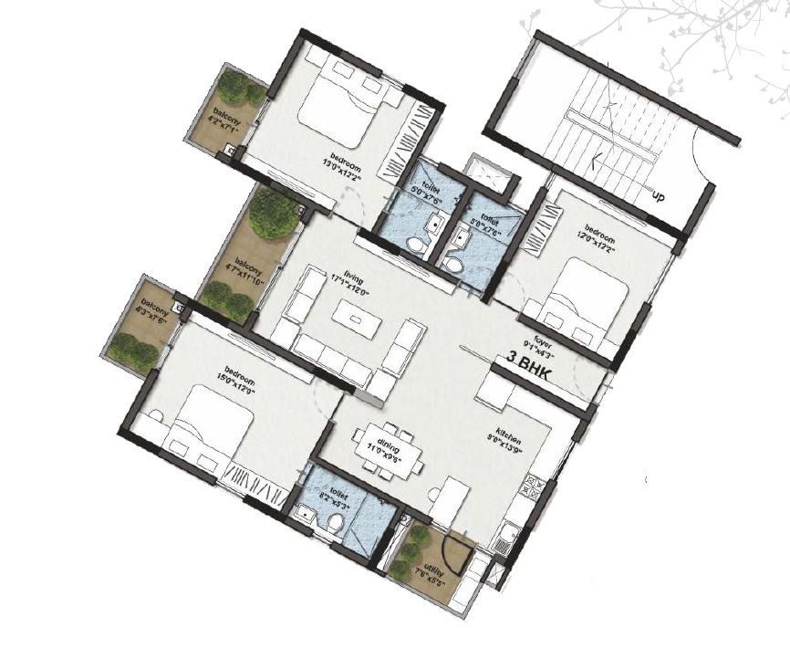 RBD Stillwater - 3 BHK Floor Plan