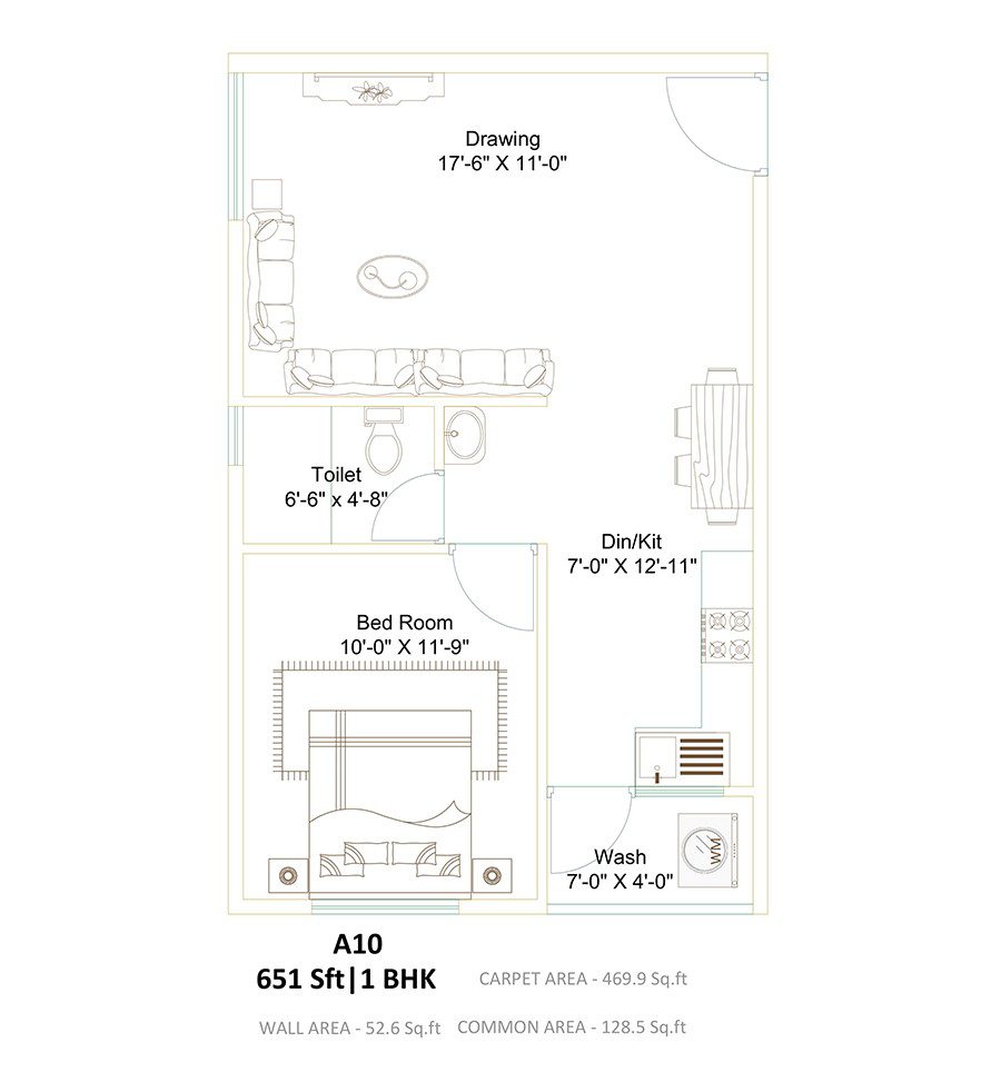 Ecolife Elements Of Nature 1 BHK Floor Plan