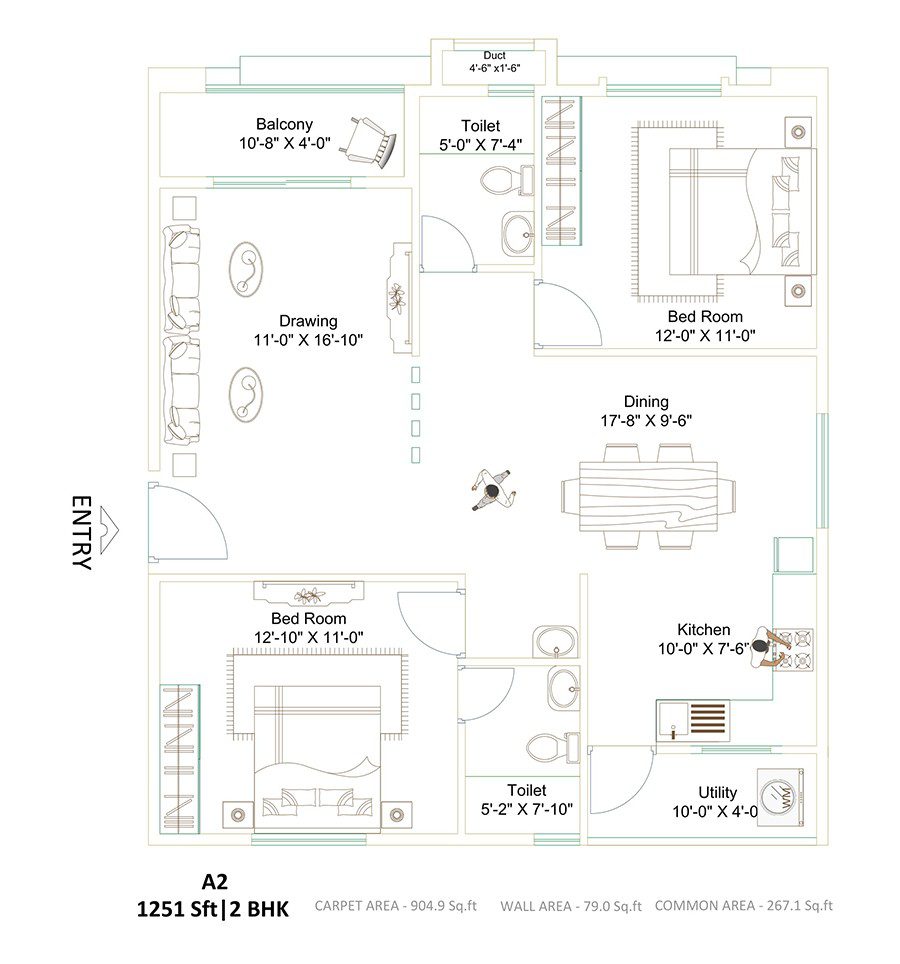 Ecolife Elements Of Nature 2 BHK Floor Plan