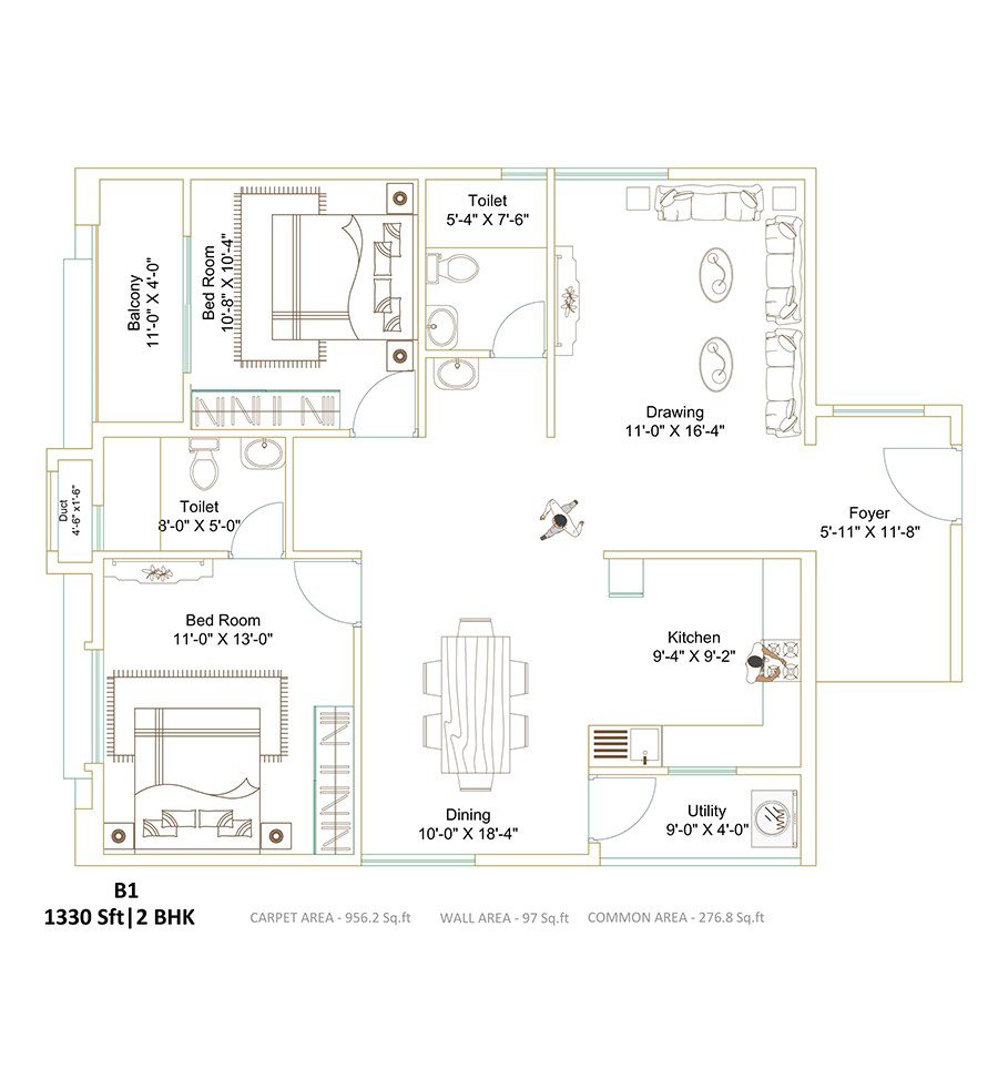 Ecolife Elements Of Nature 2 BHK Floor Plan