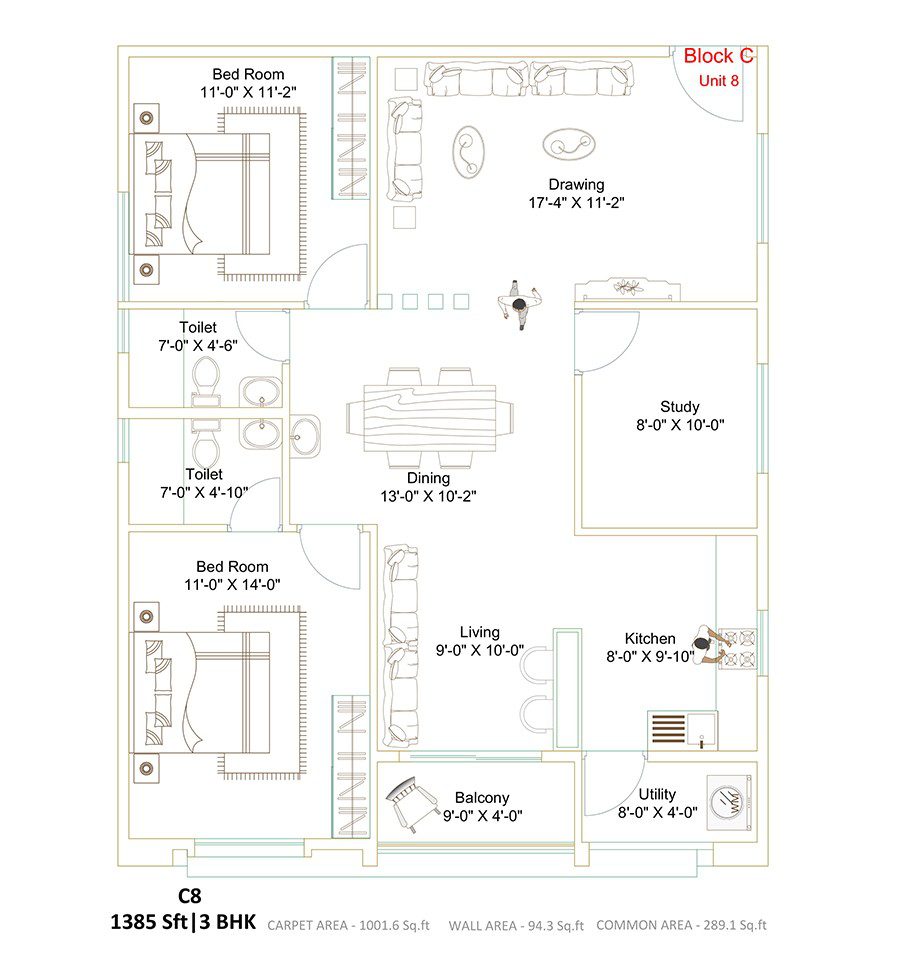 Ecolife Elements Of Nature 3 BHK Floor Plan