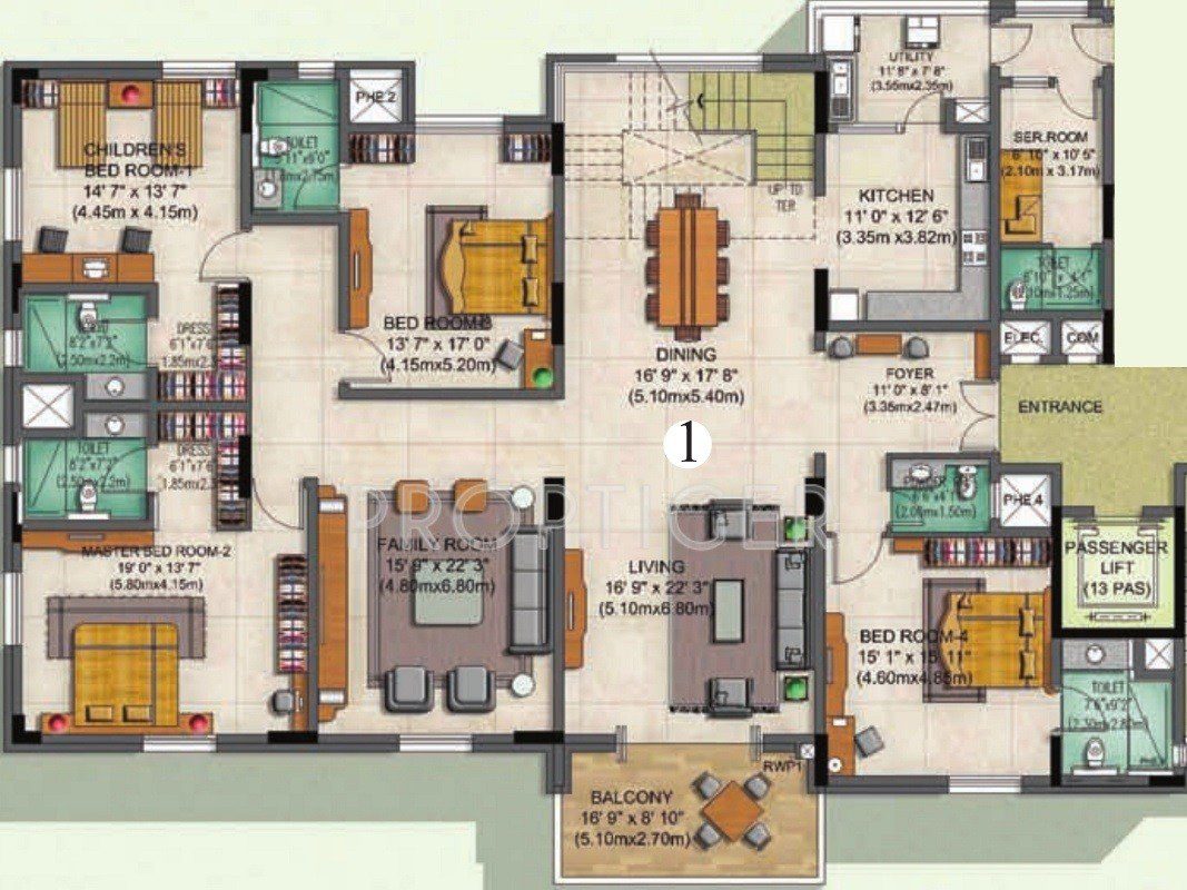 Prestige Edwardian 4 BHK Floor Plan