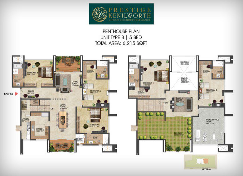 Prestige Kenilworth 5 BHK Floor Plan