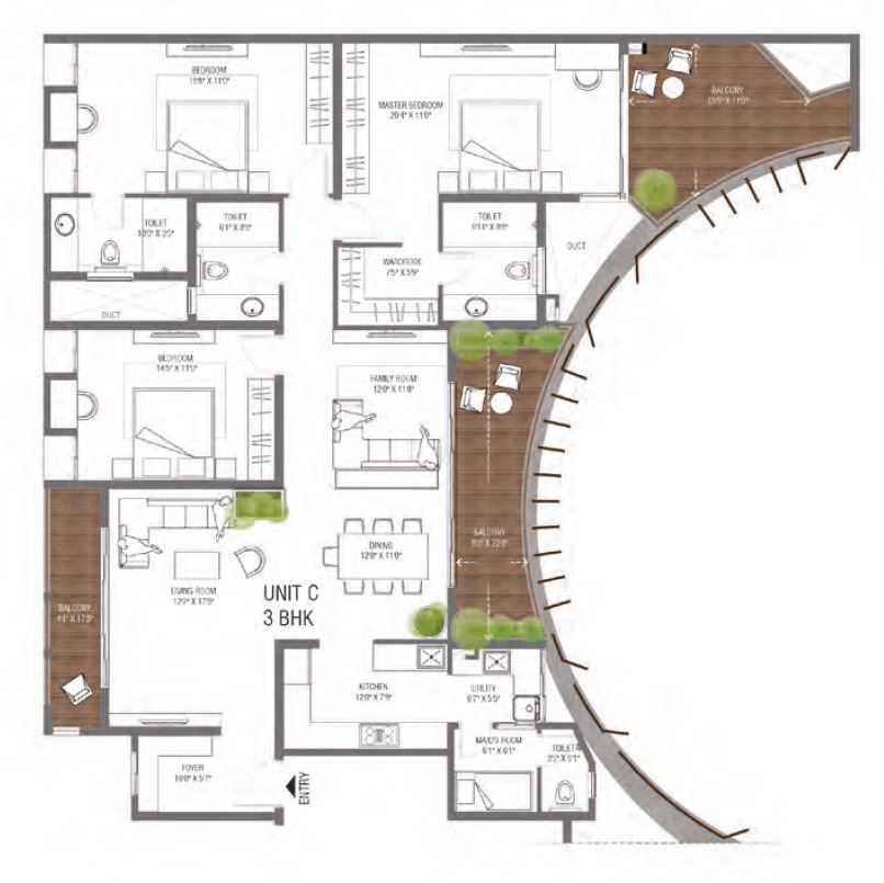 Assetz 38 & Banyan - 3 BHK Floor Plan