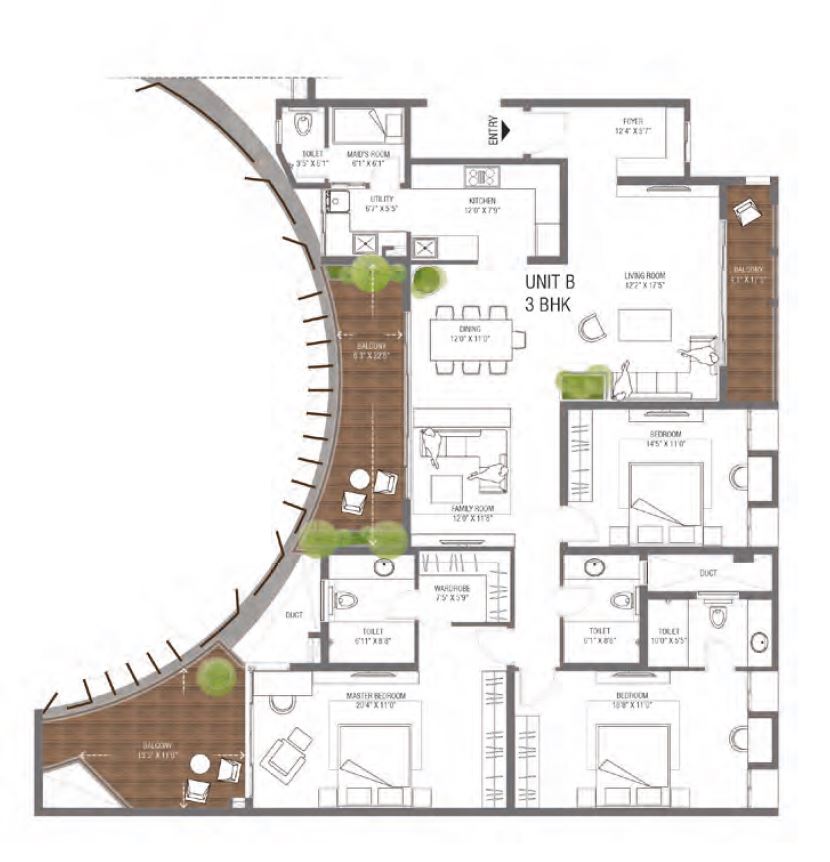 Assetz 38 & Banyan - 3 BHK Floor Plan