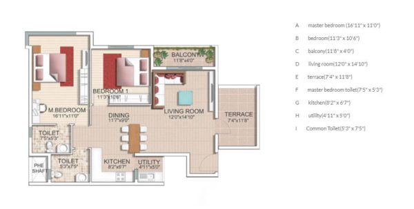 SJR Parkway Homes - 2 BHK Floor Plan