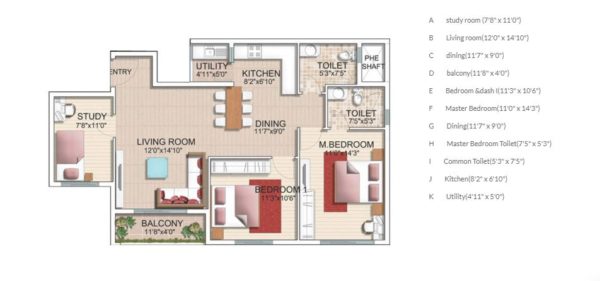 SJR Parkway Homes - 2 BHK Floor Plan