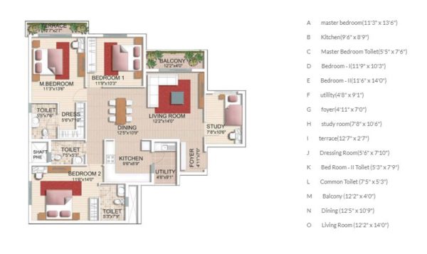 SJR Parkway Homes - 3 BHK Floor Plan