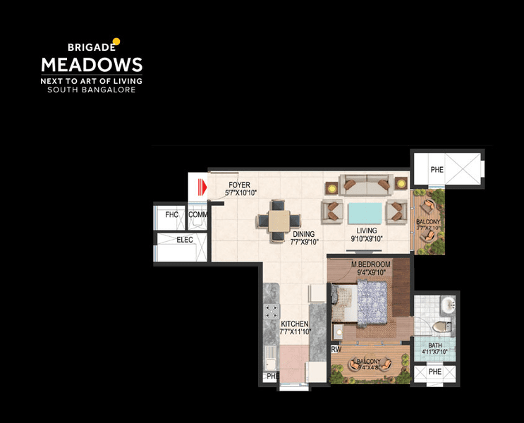 Meadows - Plumeria Lifestyle 1 BHK Floor Plan
