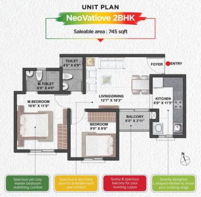 Shriram Yuva - 2 BHK Floor Plan