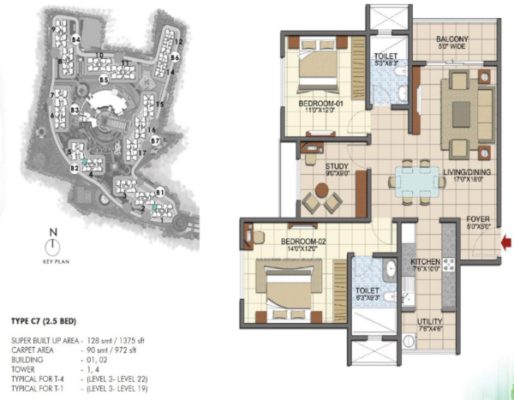 Prestige Song Of The South 2.5 BHK Floor Plan