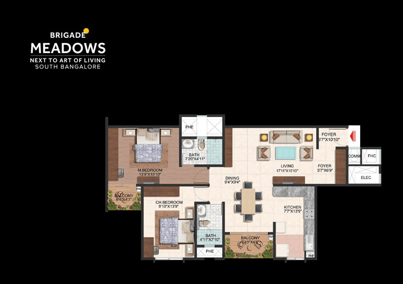 Meadows - Plumeria Lifestyle 2 BHK Floor Plan