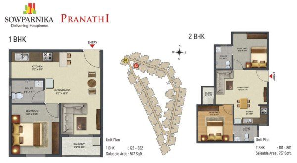 Sowparnika Pranathi 2 BHK Floor Plan