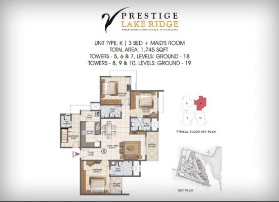 Prestige Lake Ridge 3.5 BHK Floor Plan