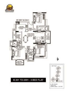 Kolte Patil I TOWERS Exente 3 BHK Floor Plan