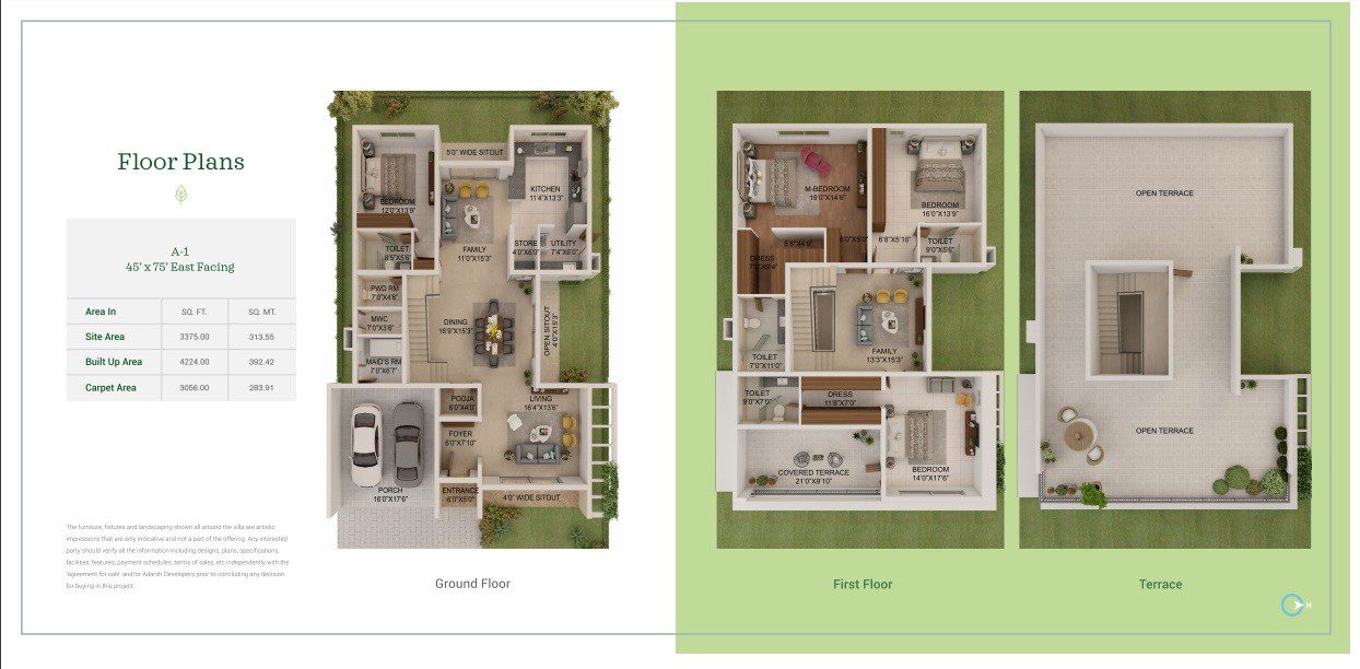 Adarsh Sanctuary - 4 BHK Floor Plan