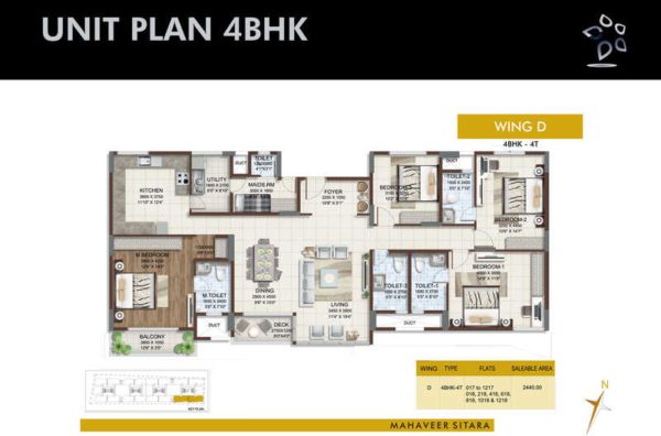 Mahaveer Sitara 4 BHK Floor Plan