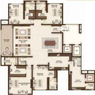 Legacy Cataleya 4 BHK Floor Plan