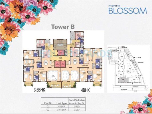 Mantri Blossom 4 BHK Floor Plan