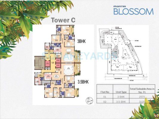 Mantri Blossom 3.5 BHK Floor Plan
