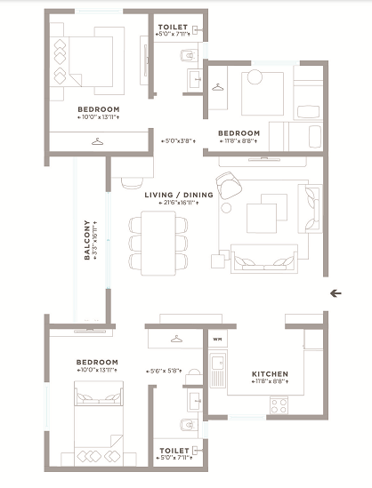 Assetz Here & Now - 3 Floor Plan