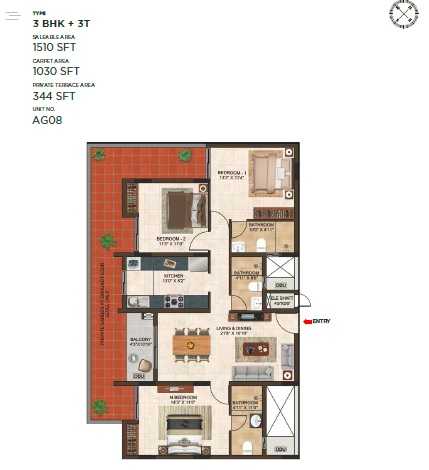 Casagrand Lorenza 3 BHK Floor Plan