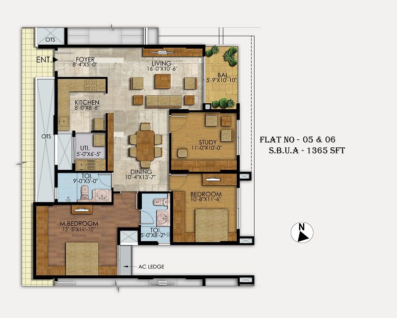 Mahaveer Ranches - 3 BHK Floor Plan
