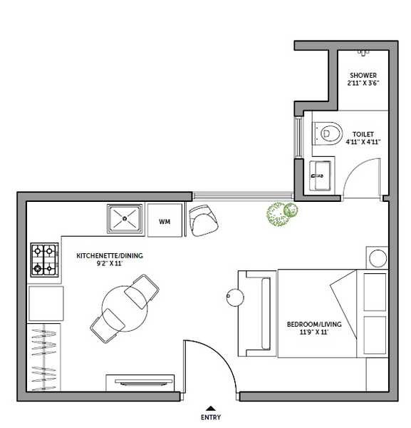 Assetz Canvas And Cove 1 RK Floor Plan