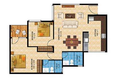 Nandi Citadel 2 BHK Floor Plan