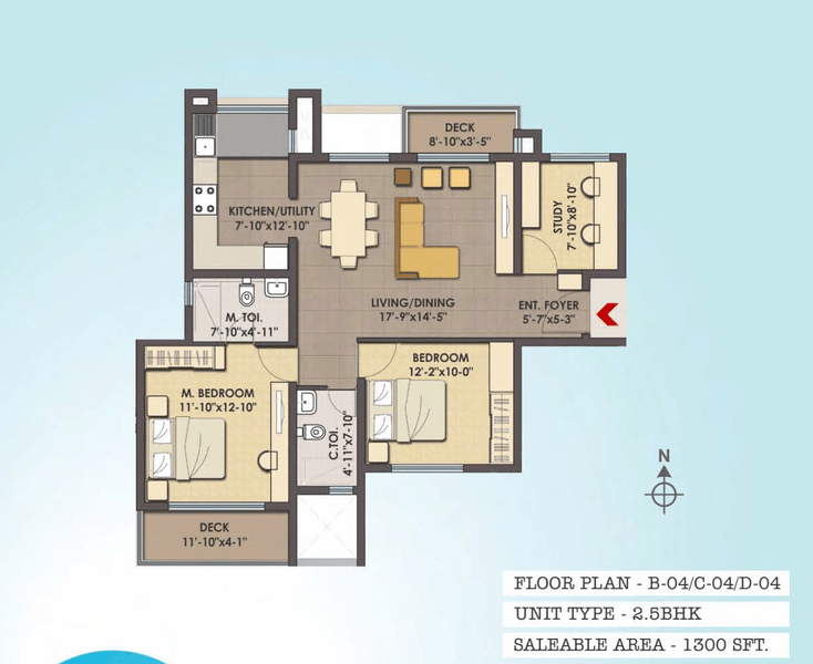 MJR Clique Hydra 2.5 BHK Floor Plan