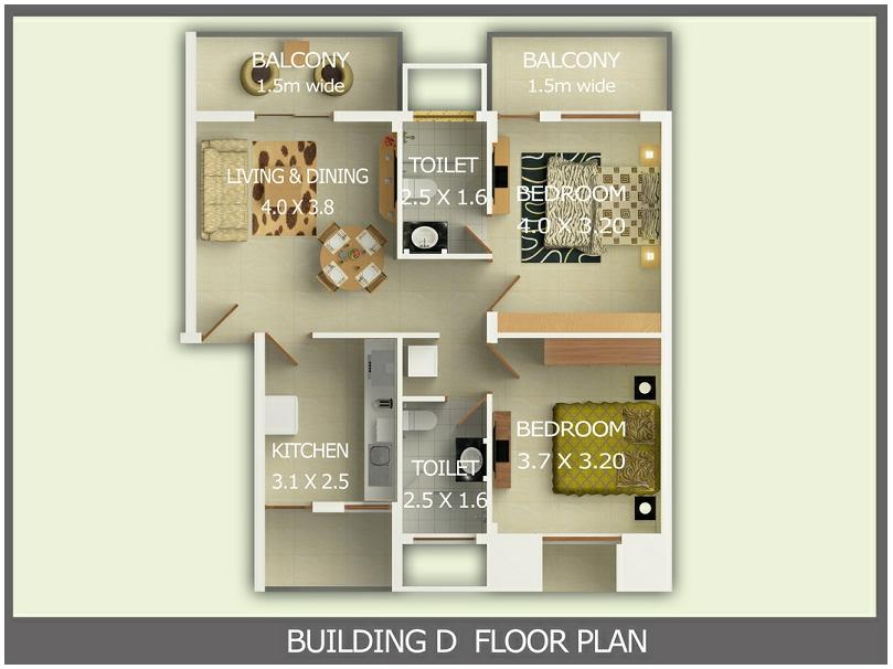 Vaishnavi Paradise 2 BHK Floor Plan