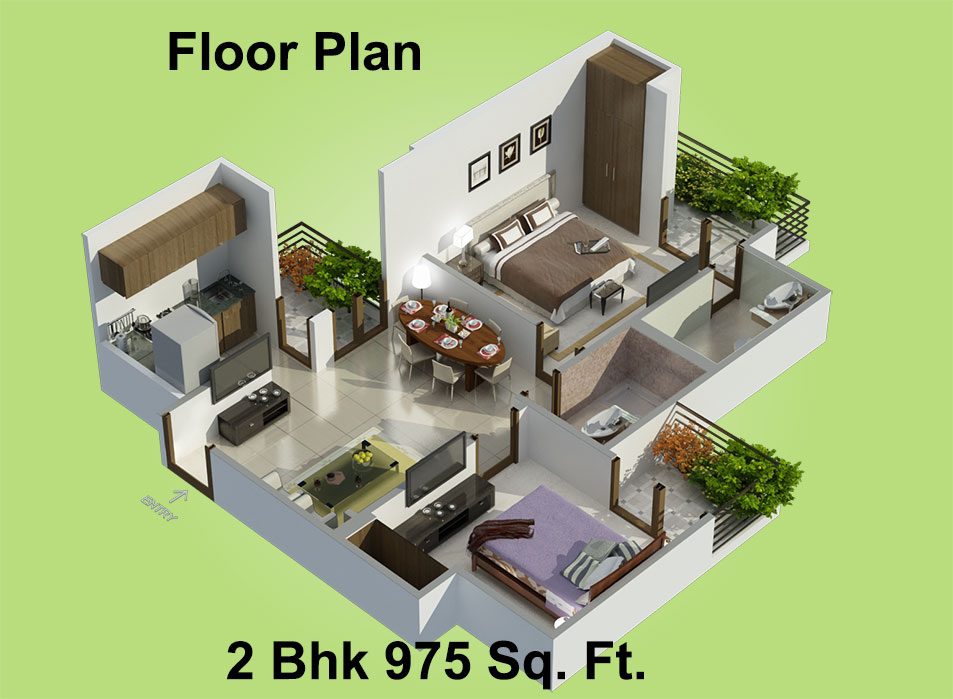 Vaishnavi Springs 2 BHK Floor Plan