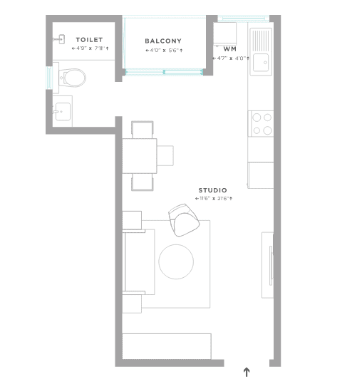 Assetz Here & Now - Studio Floor Plan