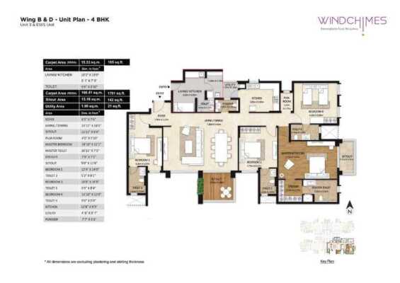 Mahindra Lifespace Windchimes 4 BHK Floor Plan