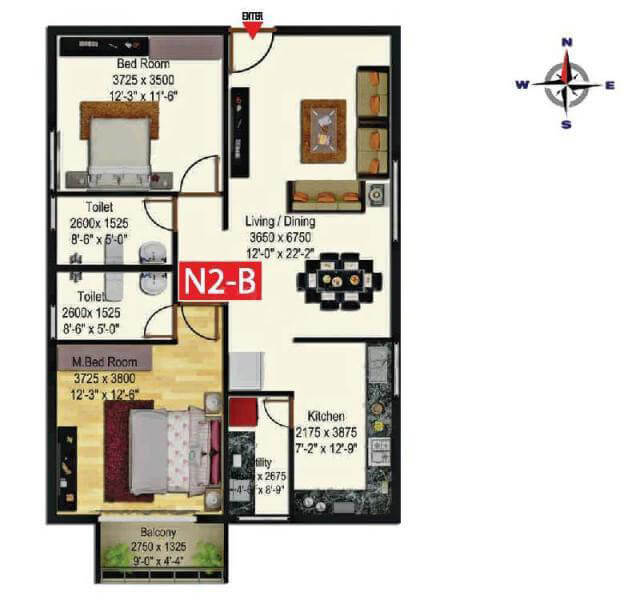 Anand Somu Pristine 2.5 BHK Floor Plan