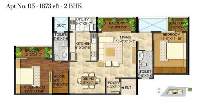 RRBC Manikchand 117 FF 2 BHK Floor Plan