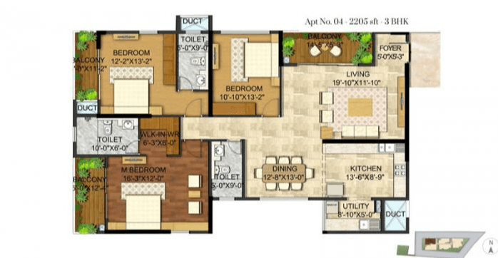 RRBC Manikchand 117 FF 3 BHK Floor Plan