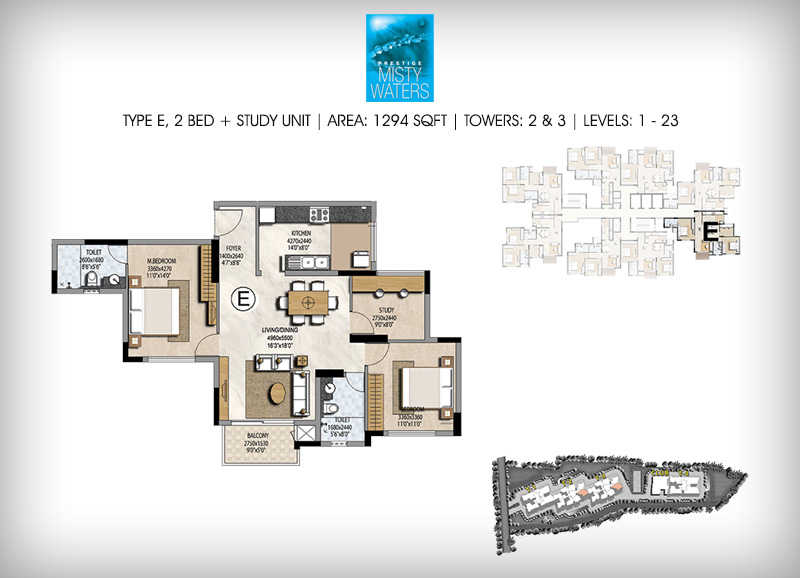 Prestige Misty Waters 2.5 BHK Floor Plan