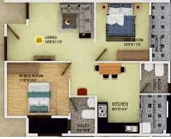 DS Max Sonata Nest 2 BHK Floor Plan