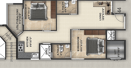 DS Max Synergy 2 BHK Floor Plan