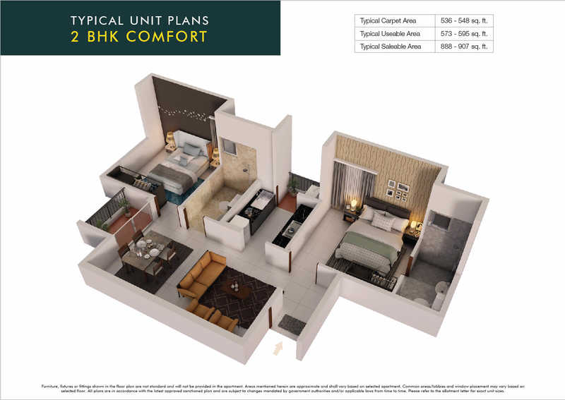 Too Good Homes By Provident 2 BHK Floor Plan