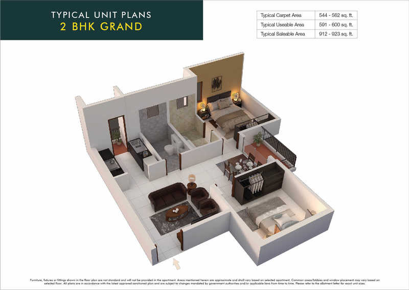 Too Good Homes By Provident 2 BHK Floor Plan