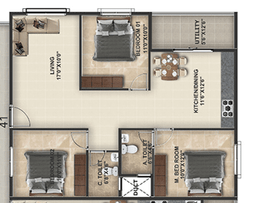 DS Max Synergy 3 BHK Floor Plan