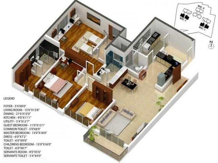 Karle Zenith Residences 3 BHK Floor Plan