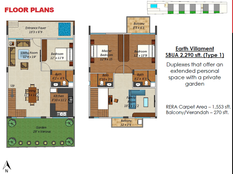 Surbacon Aspen 3 BHK Villa Floor Plan