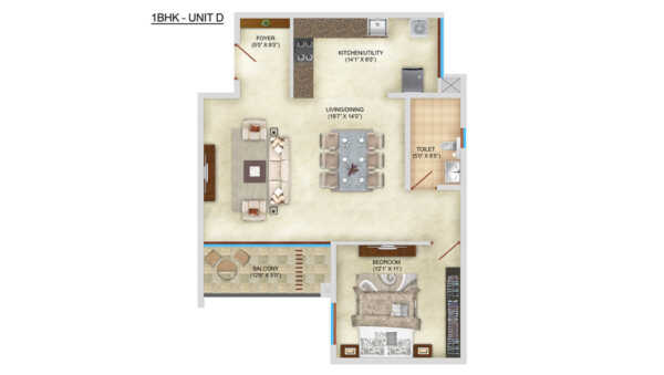 Bren Starlight 1 BHK Floor Plan