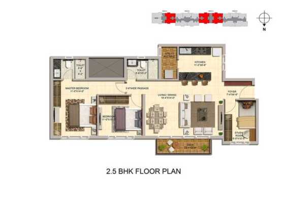 Mittal Elanza 2.5 BHK Floor Plan